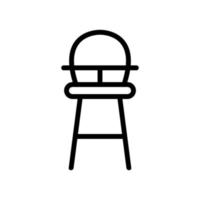 high wooden chair for feeding with table-top and with round back icon vector outline illustration