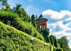 Photography on theme ancient brick castle with large tower photo