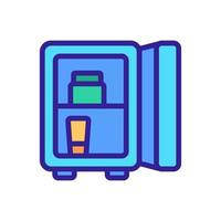 refrigerador de maquillaje con cosméticos en dos estantes icono vector ilustración de contorno