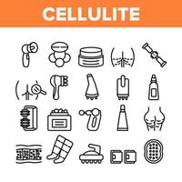 Cellulite Combat Tool Collection Icons Set Vector