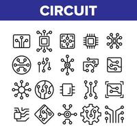 Circuit Computer Chip Collection Icons Set Vector