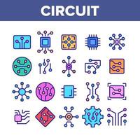 Circuit Computer Chip Collection Icons Set Vector