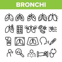 bronquitis, síntomas de asma alérgica conjunto de iconos lineales vectoriales vector