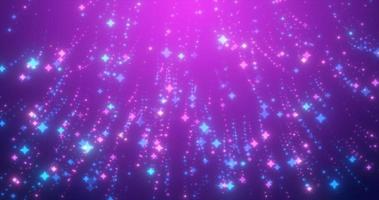 Abstract blue and purple bright glowing stars glamorous festive sparkling energy magical particles, abstract background photo