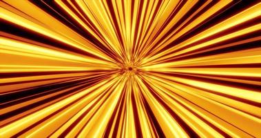 Abstract yellow bright glowing particles and magical energy lines in a tunnel with sun rays. Abstract background photo