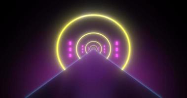 Abstract glowing neon retro tunnel round bright shiny multicolored beautiful. Abstract background photo