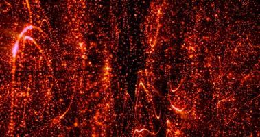 fondo abstracto rojo ardiente de partículas de píxeles y líneas que vuelan en ondas de alta tecnología futurista con el efecto de brillo y desenfoque del fondo, salvapantallas foto