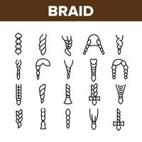 Braid Bread Hairstyles Collection Icons Set Vector