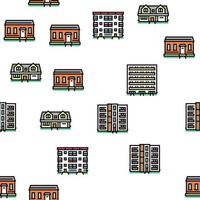 House Architectural Exterior Vector Seamless Pattern