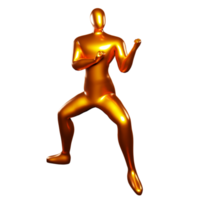 3d framställa av brons stickman karate poser i hållning - en perfekt visuell för krigisk konst entusiaster png