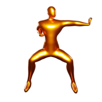 3D Render of Bronze Stickman Karate Pose punching with left palm - Perfect Visual for Martial Arts Fans png