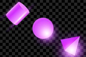 3d futuristic gradient purple geometric shapes. Isolated background. vector