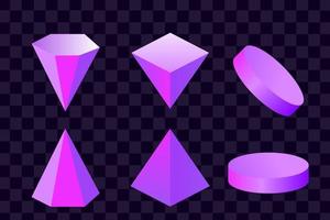 Isolated shape with purple gradient color. Abstract 3d vector