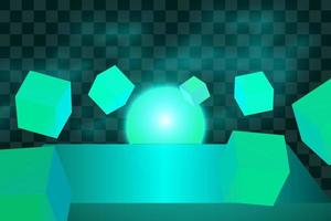 Geometric Shapes green turquoise abstract design. Modern 3d neon gradient design. Vector concept