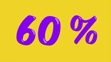 60 Off Discount creative composition. 3d purple sale symbol with decorative objects. Sale banner and poster. Video illustration.