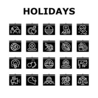 conjunto de iconos de colección de eventos de vacaciones mundiales vector