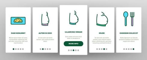 Obesity And Overweight Onboarding Icons Set Vector