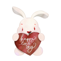 illustration aquarelle de lapin mignon étreignant le coeur, conception png d'article mignon, transparence png