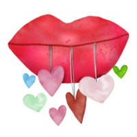 Watercolor illustration of cute valentine objects ,cute item PNG design ,PNG Transparency