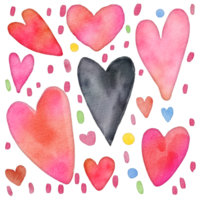 illustration à l'aquarelle d'objets mignons de la Saint-Valentin, conception d'objets mignons, diverses formes de coeur, transparence png