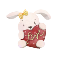 illustration aquarelle de lapin mignon étreignant le coeur, conception png d'article mignon, transparence png