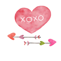 Watercolor illustration of cute valentine objects ,cute item PNG design ,PNG Transparency