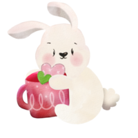 illustration aquarelle de lapin mignon étreignant le coeur, conception png d'article mignon, transparence png