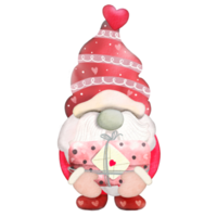 Watercolor illustration of  Cute  Gnome   hugging heart ,cute item PNG design, ,PNG Transparency