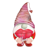 illustration aquarelle de gnome mignon étreignant le coeur, conception png d'article mignon, transparence png