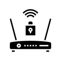 wifi router lock glyph icon vector illustration