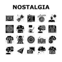 conjunto de iconos de colección de nostalgia y memoria vector