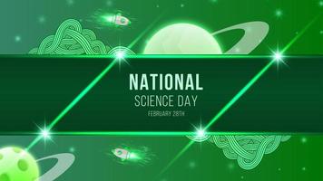 ilustración vectorial sobre fondo verde para el día mundial de la ciencia. diseño del día de la ciencia con antecedentes modernos, brillantes y tecnológicos. vector