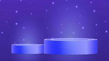 Abstract shine blue shape pedestal podium glowing neon lighting. Vector rendering 3d shape, Product display presentation. Futuristic wall scene.