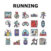 Running Athletic Sport Collection Icons Set Vector