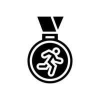 medal runner award glyph icon vector illustration