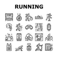 Running Athletic Sport Collection Icons Set Vector