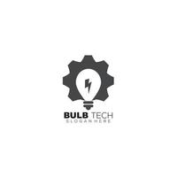 bulb energy with gear tech illustration logo vector