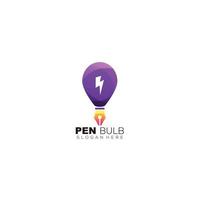 pen with bulb energy logo icon design for business vector