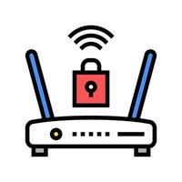 wifi router lock color icon vector illustration