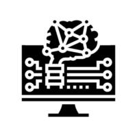 brain robot glyph icon vector illustration