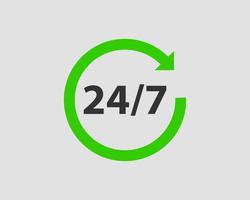 24 7 icon vector. 24 hour service clock. vector