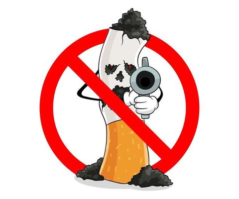 Cigarettes kill poster. No smoking prohibition sign. Vector illustration.