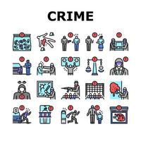 Crime Bandit Illegal Actions Icons Set Vector