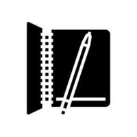 cuaderno para escribir tareas glifo icono vector ilustración