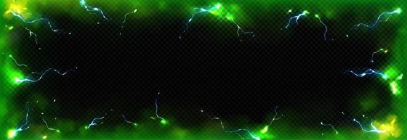 Empty frame with green smoke and lightning vector