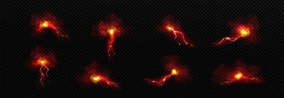 Lightnings, electric thunder bolts in storm clouds vector