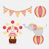 watercolor circus carnival element collection set festive vector