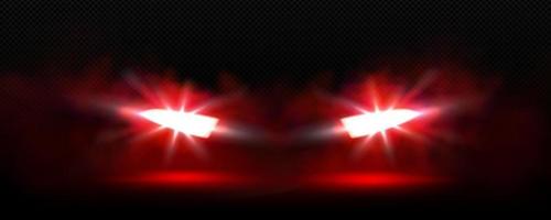 Front car lights in fog at night vector