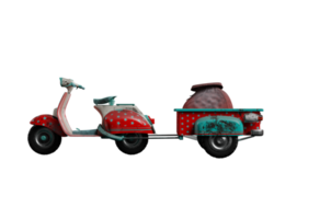 3d illustratie , 3d renderen . kant visie . rood scooter png