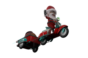 3d illustration , 3d tolkning . santa claus rida kör skoter png